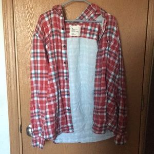 American eagle outfitters, flannel, red, white and blue